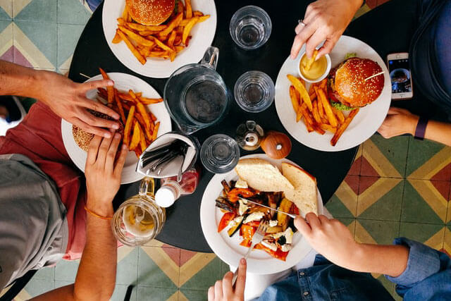 having lunch together